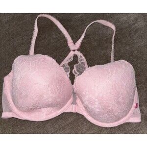 Victoria’s Secret Lined Demi Front-Close Bra 34D Pink Lace